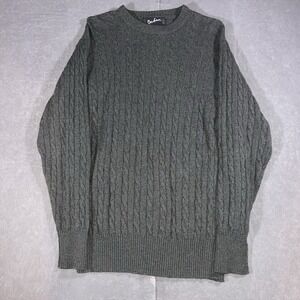 Barbour Sweater Mens Medium? Cable Knit Pullover Wool Jumper Green Scotland